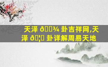 天泽 🌾 卦吉祥网,天泽 🦅 卦详解周易天地